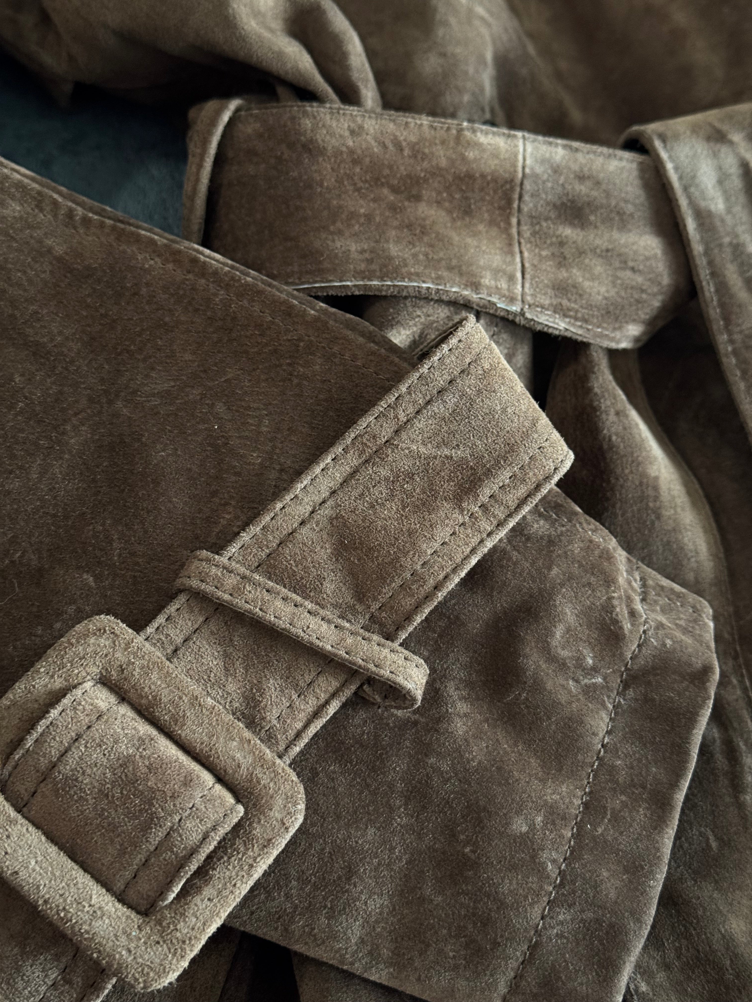 Mona Long Suede Trench Coat