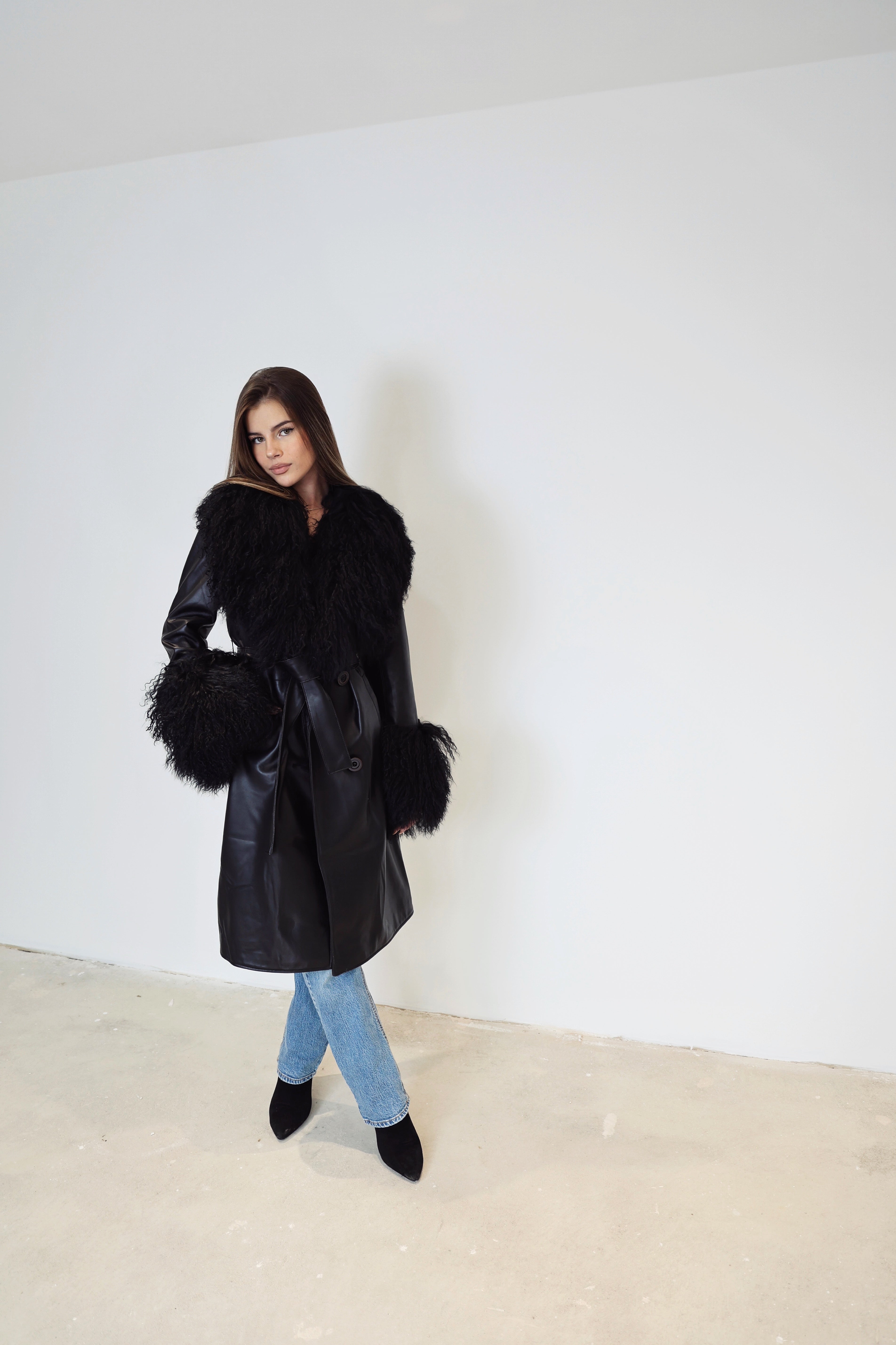 Leather Coat With Mongolian Fur