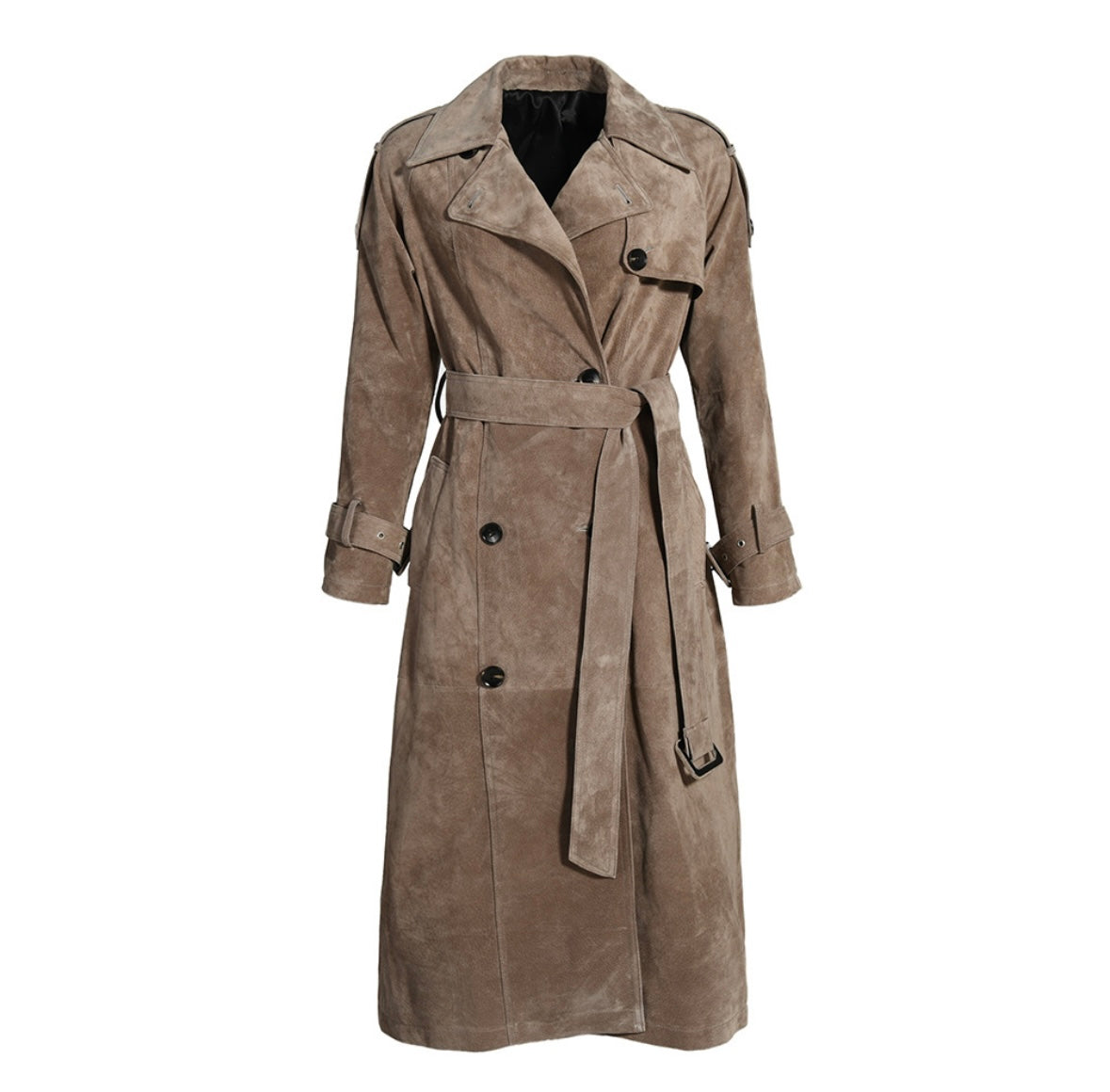 Mona Long Suede Trench Coat