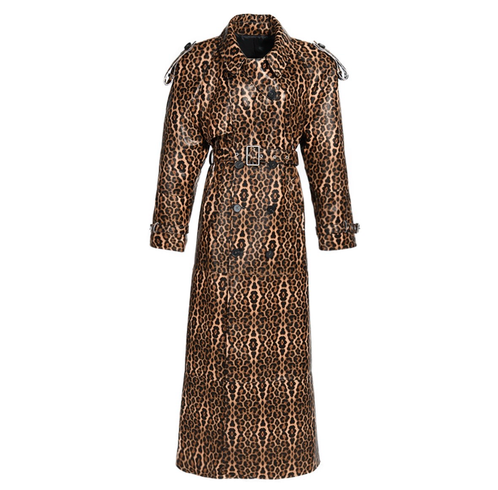 Extra Long Leather Trench Coat