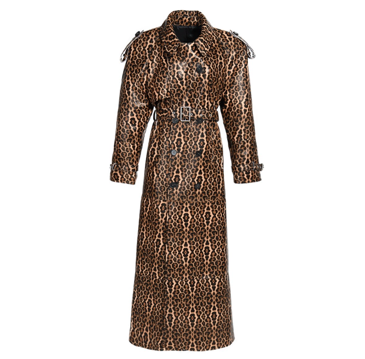 Extra Long Leather Trench Coat