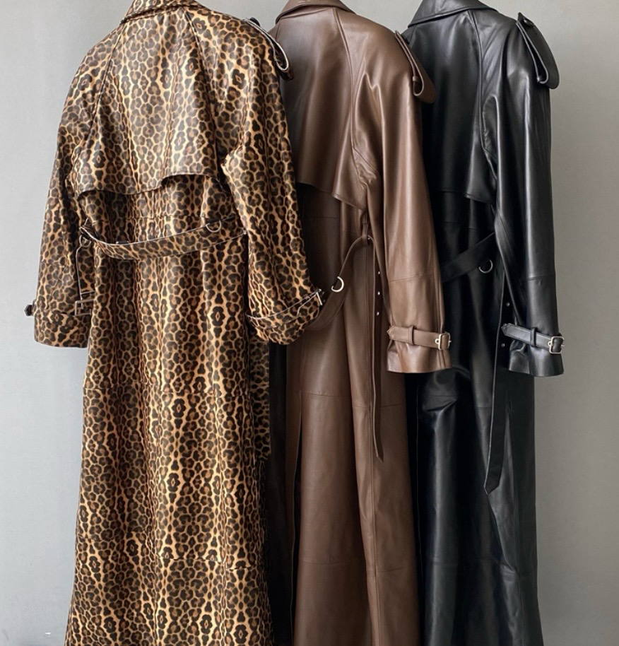 Extra Long Leather Trench Coat